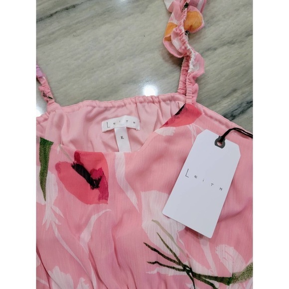 Leith Pink Floral Ruffle Cropped Camisole Nordstrom XL NWT - Picture 5 of 13
